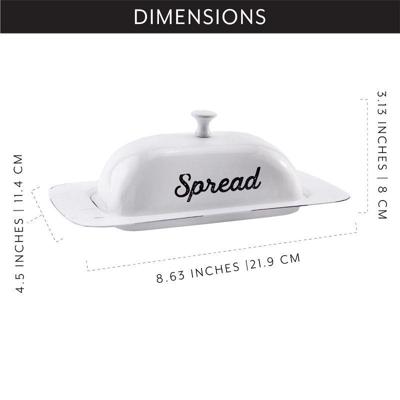 AuldHome Design Enamelware Butter Dish, Spread Serving Dish w/ Cover