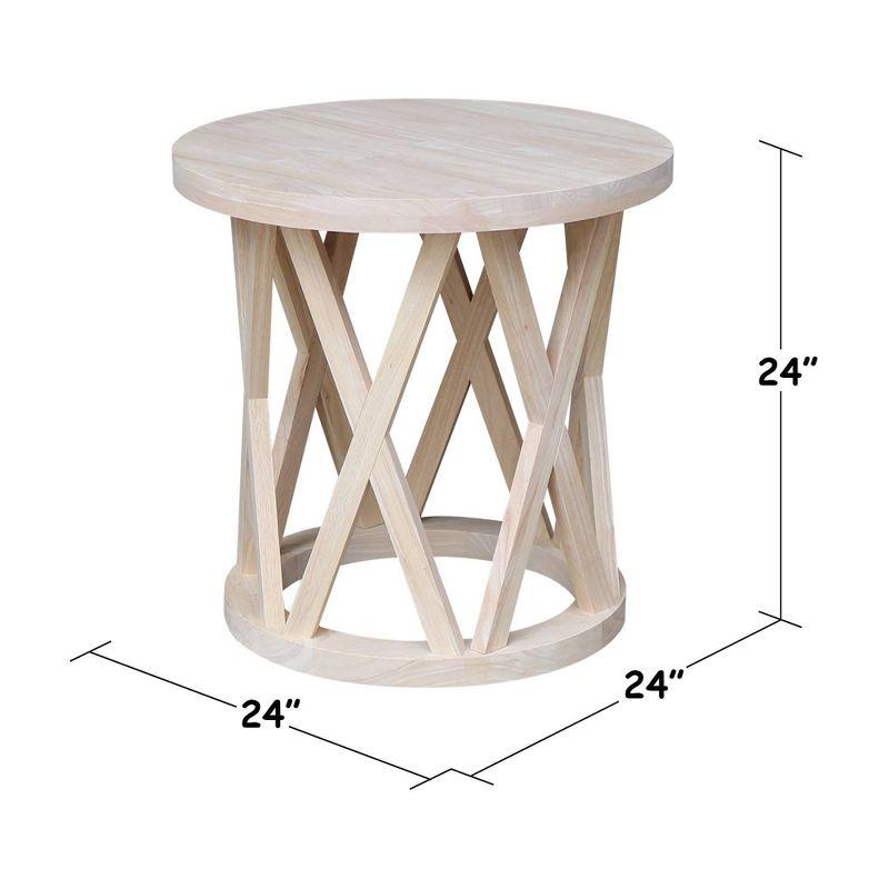 27" Round Solid Parawood Ceylon End Table - Unfinished