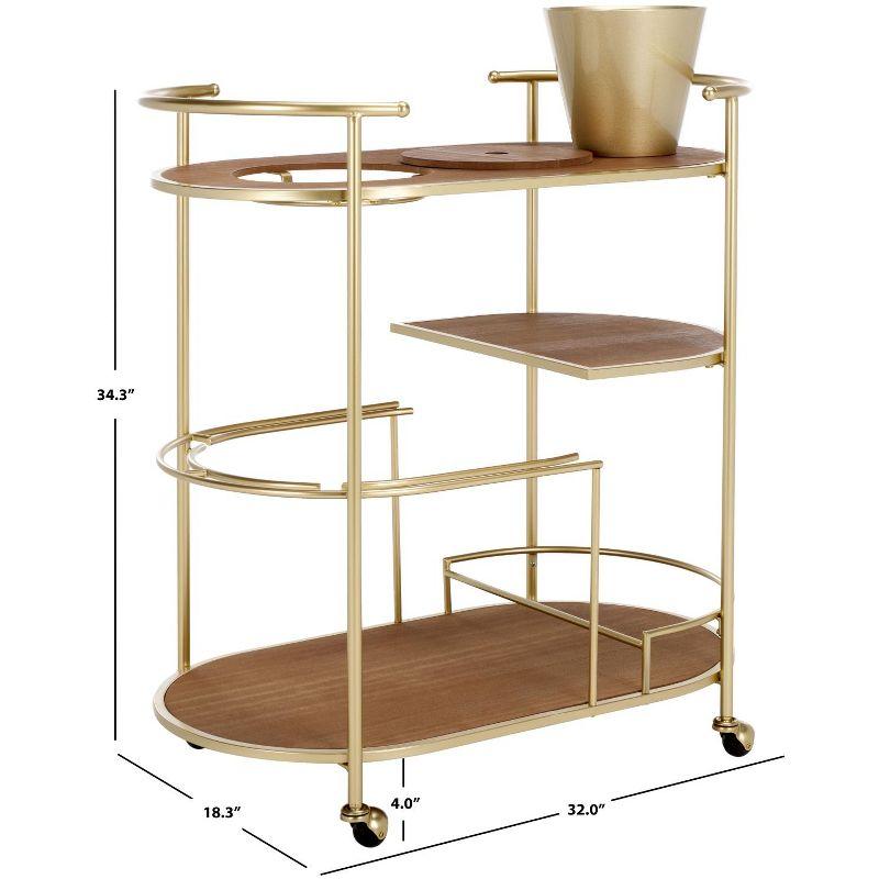 Alora 2 Tier Bar Cart With Bucket - BCT2502A - Brushed Gold/Natural - Safavieh