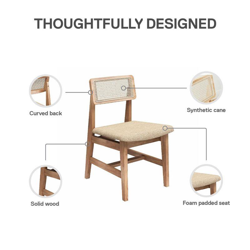 DHP Eleni Cane Dining Chairs, Set of 2, Cream/Seadrift