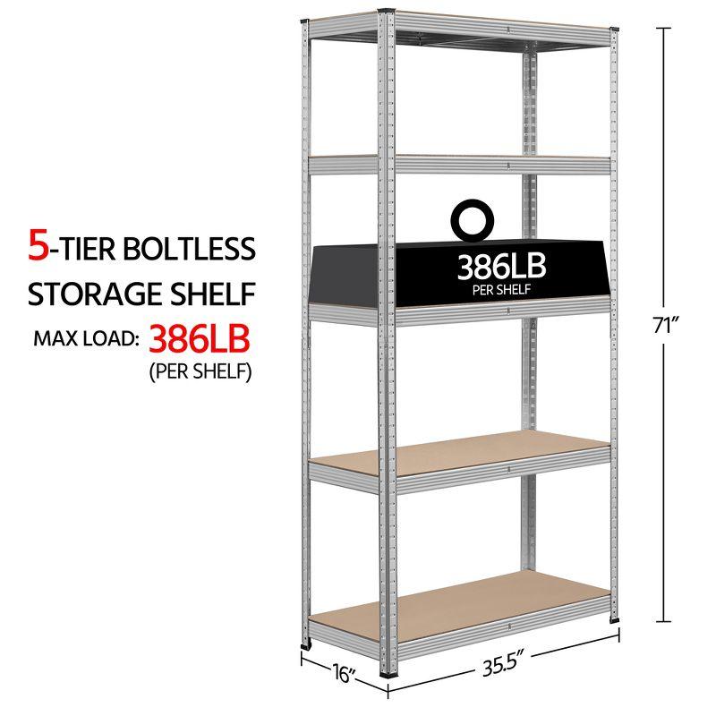 Yaheetech 71in 5-Tier Metal Storage Rack 5 Adjustable Shelves Boltless Shelving