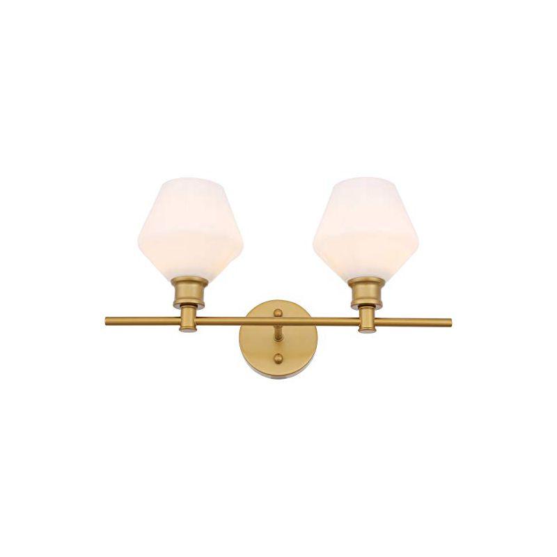 Elegant Lighting Gene 2 light Brass and Frosted white glass Wall sconce