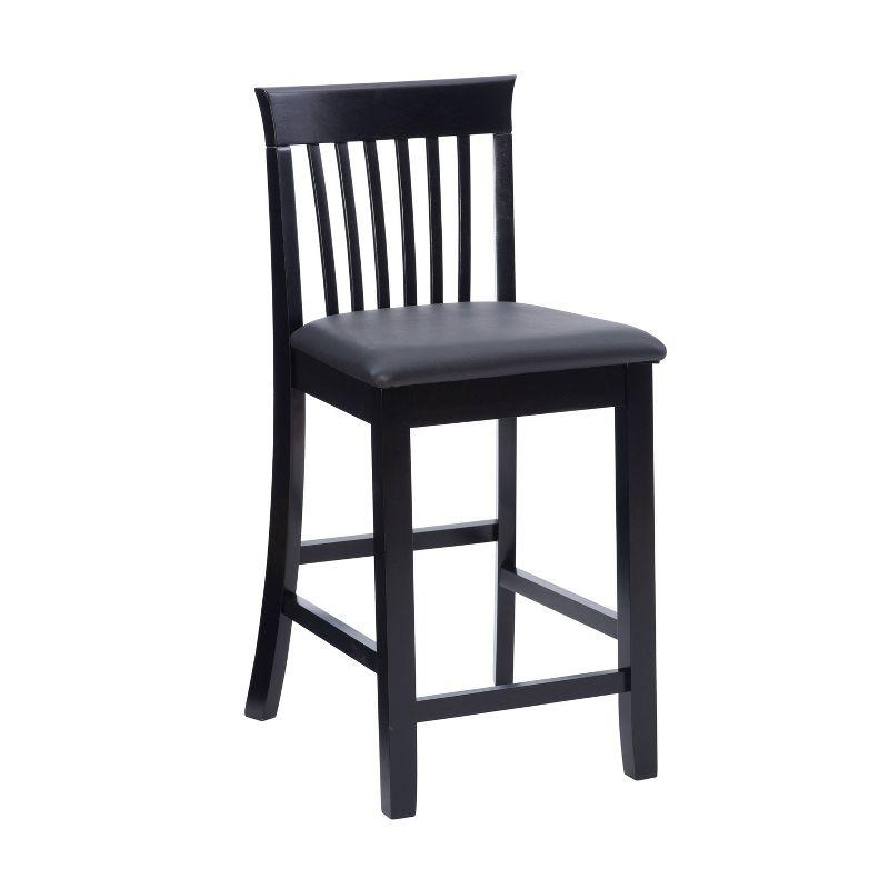 Torino Black Wood and Faux Leather Counter Stool, 24" Seat Height