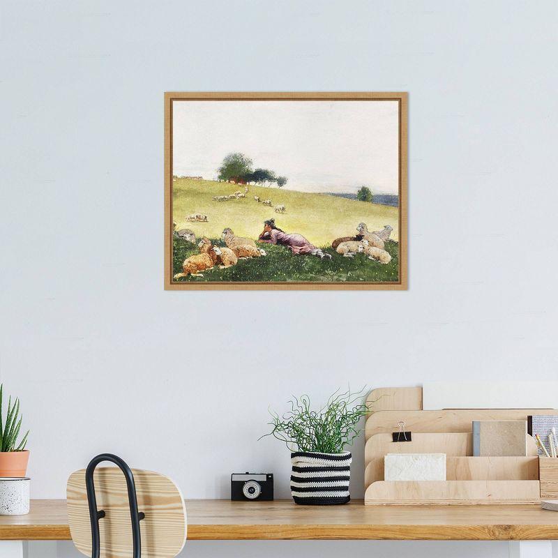 Homers Sheep Countryside II Realism Canvas Print with Maple Frame