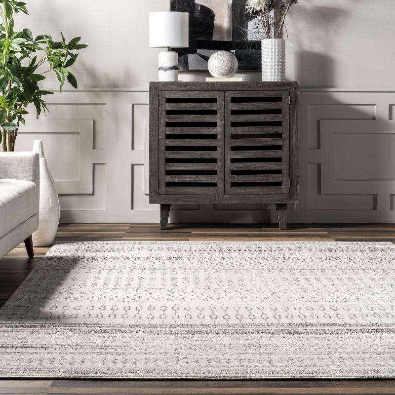 Gray Stripe Synthetic 5' x 7' Easy-Care Area Rug