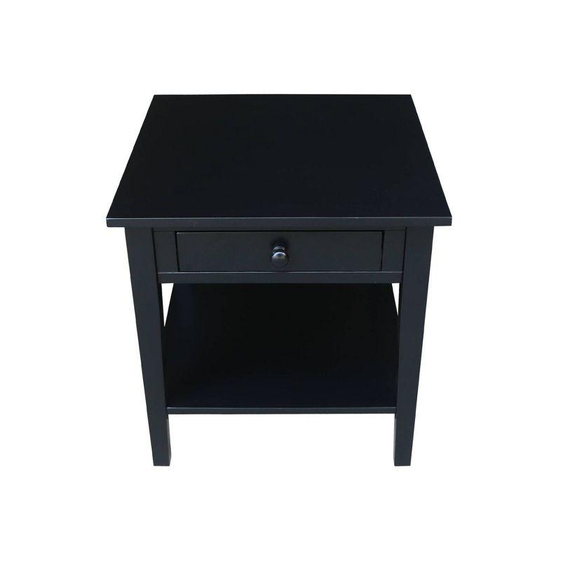 Black Solid Wood Square End Table with Storage, 24x24