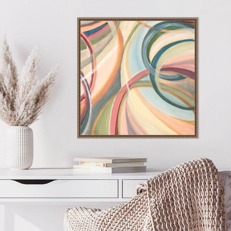 Overlapping Rings III Abstract Canvas Art with Bronze Frame