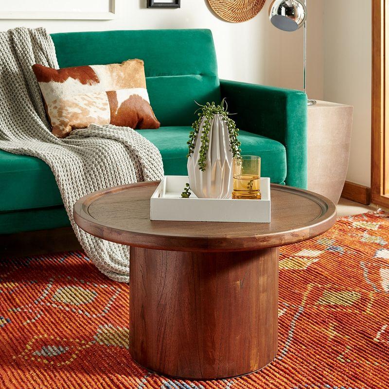 Transitional Dark Brown Round Wood Coffee Table - 28" Diameter