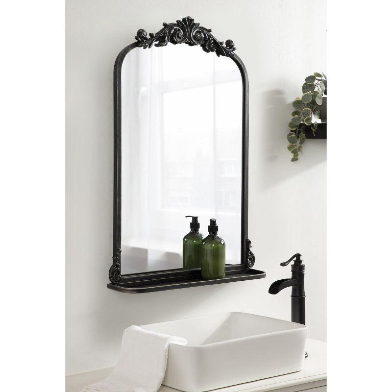 Kate and Laurel Arendahl Functional Mirror with Shelf - Black, 21x32