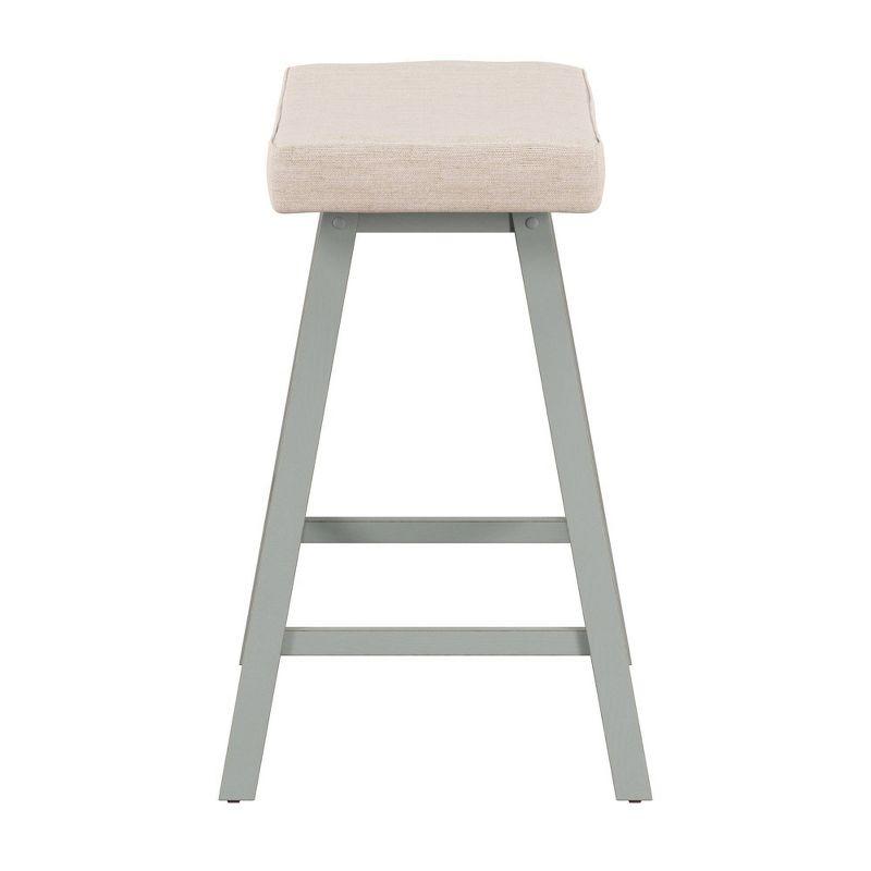 Moreno Blue Gray 24" Wood Backless Saddle Counter Stool