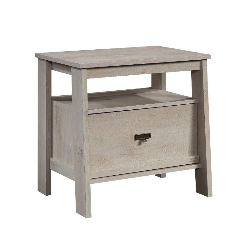 Trestle 1 Drawer Night Stand Chalked Chestnut - Sauder: Open Shelf, Smooth Metal Runners, MDF Construction