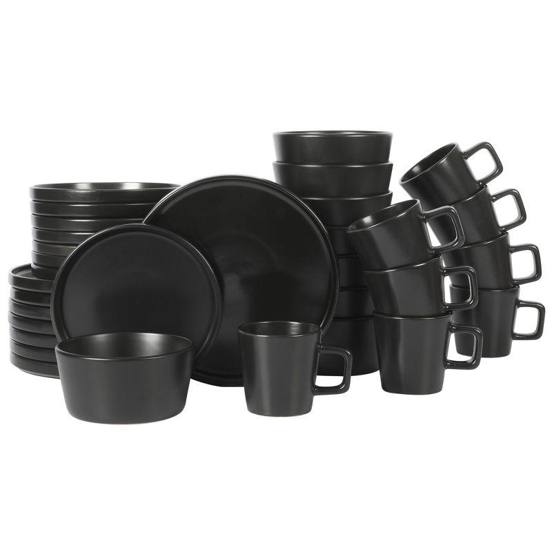 Matte Black Ceramic Stoneware Dinnerware Set - Service for 8