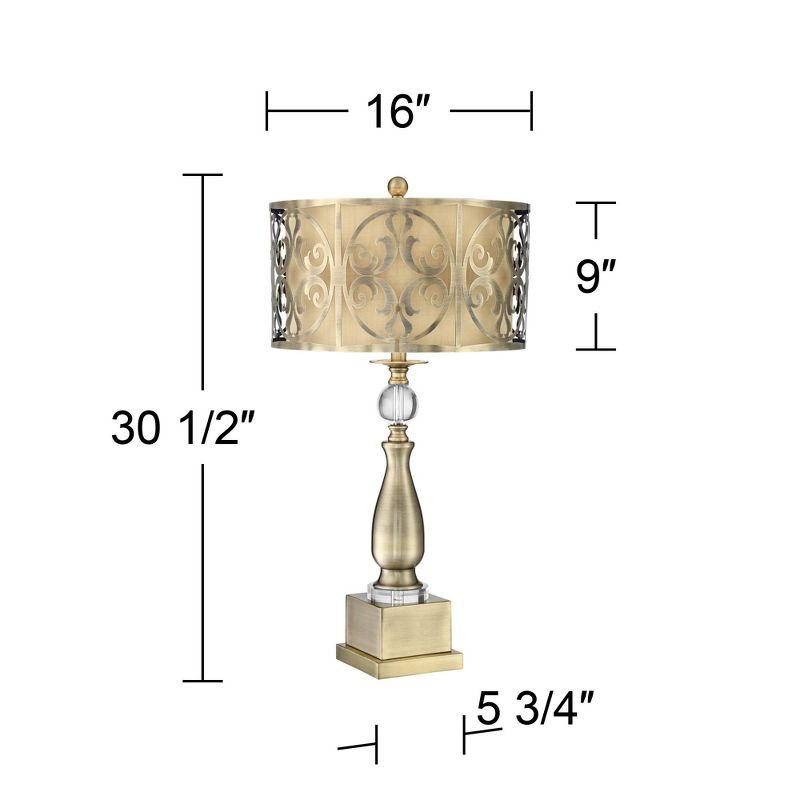 Possini Euro Design Doris Traditional Table Lamp 30 1/2" Tall Brass Candlestick Openwork Double Drum Shades for Bedroom Living Room Bedside Nightstand