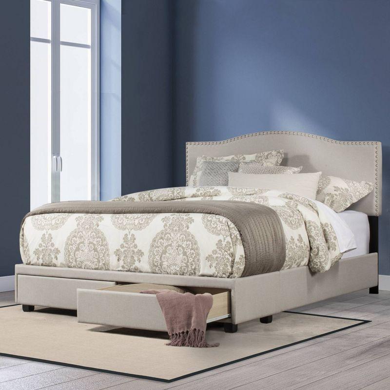 King Kiley Upholstered Storage Bed Gray - Hillsdale Furniture: Polyester, Foam-Filled, Wood Frame, Transitional Style