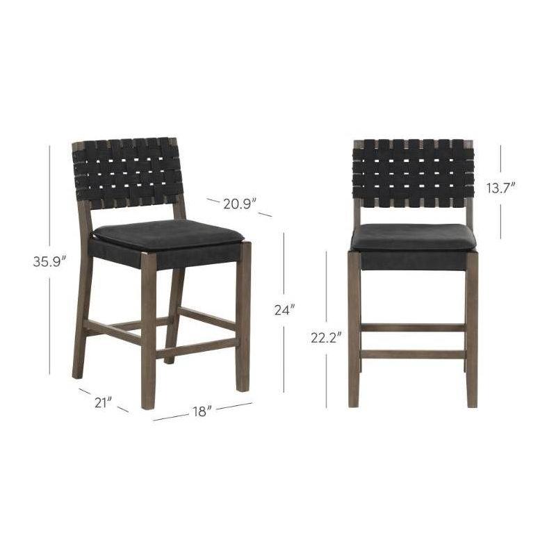 Nathan James Set of 4 Cohen Faux Leather Counter Height Barstool Black