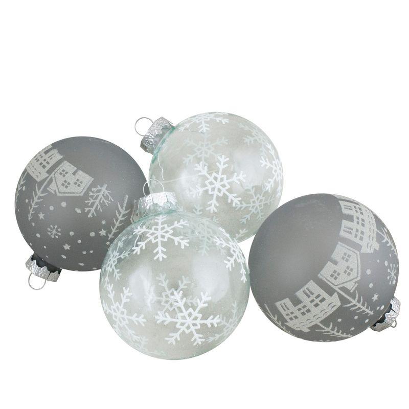 Gray and Clear Glass Ball Christmas Ornaments Set