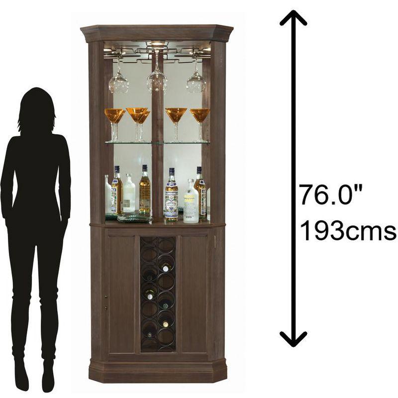 Aged Auburn Traditional Corner Wine Cabinet with Glass Shelves