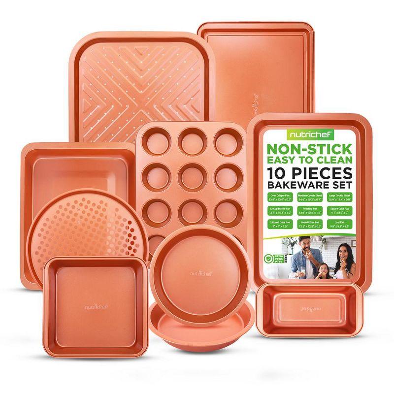 NutriChef 10-Piece Nonstick Copper Carbon Steel Bakeware Set