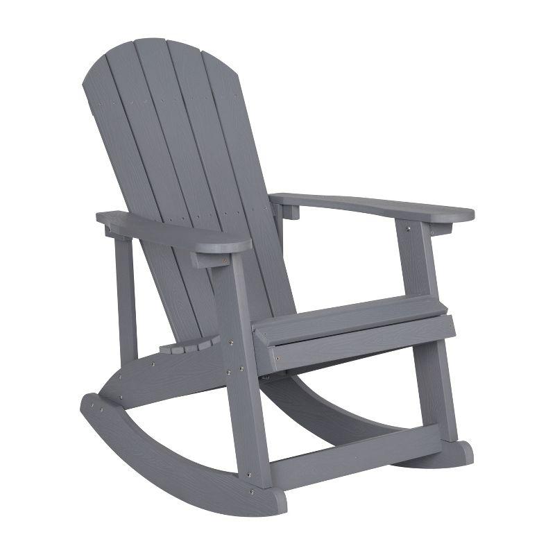 Savannah Light Gray Poly Resin Rocking Adirondack Chair