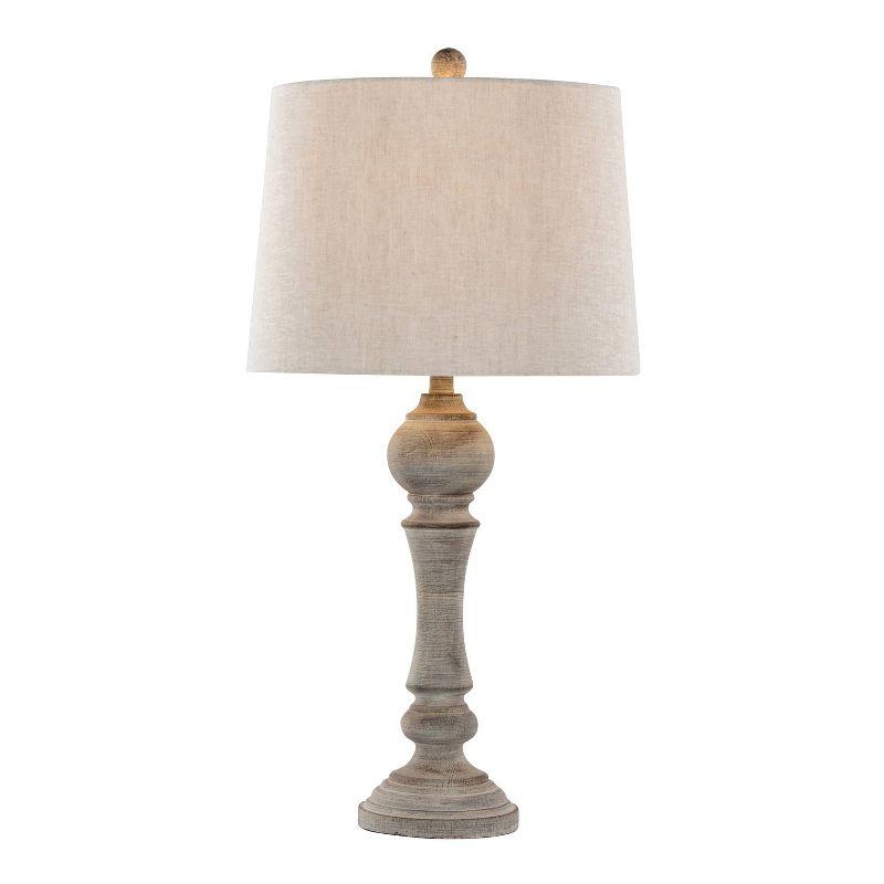 LumiSource (Set of 2) Winston 32" Farmhouse Poly Table Lamps Reclaimed Gray Polyresin with Oat Linen Shade from Grandview Gallery: UL Listed