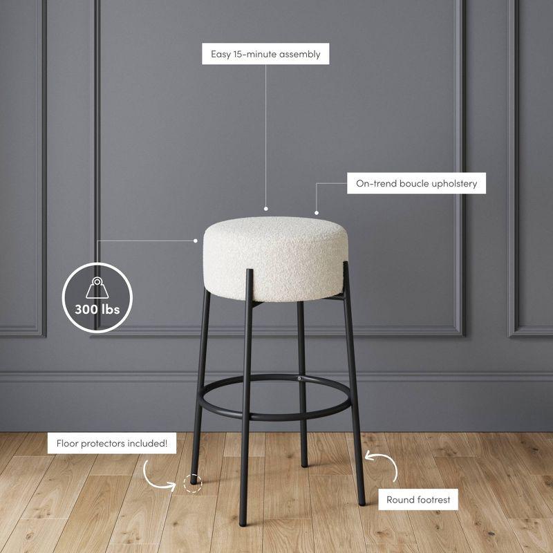 Upholstered Counter Stool with Metal Frame