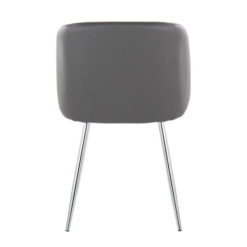 LumiSource Set of 2 Fran Dining Chairs Chrome/Gray: Upholstered, Metal Frame, Contemporary Style