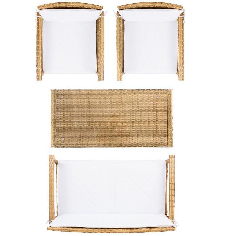 Krissy Natural Wicker and White 4-Piece Outdoor Conversation Set