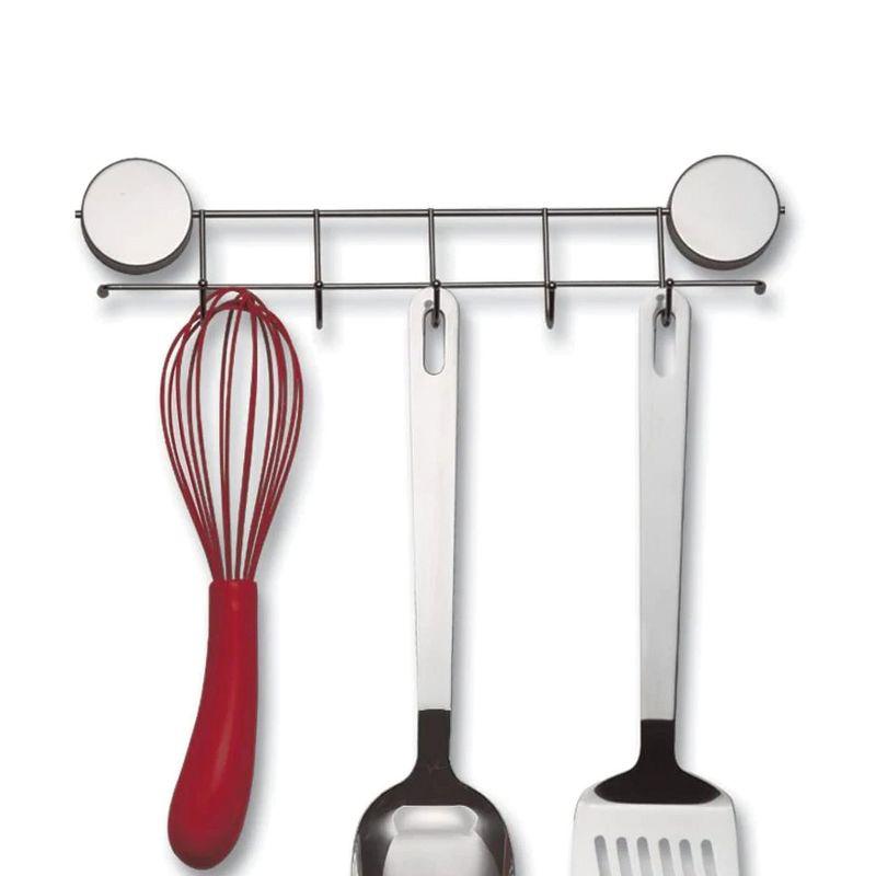 Better Houseware Stainless Steel Magnetic 5-Hook Utensil Rack in Silver