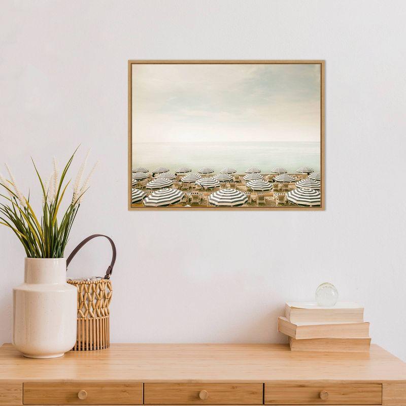 24" x 18" Seaside 4 by Carina Okula Framed Canvas Wall Art - Amanti Art: Modern Lithograph, Sawtooth Back Mount