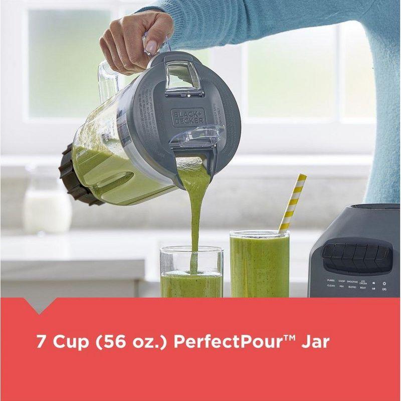 PowerXL BLACK+DECKER Ice Crush Blender With 56 Ounce (7 Cup) Perfectpour Plastic Jar, Powerful 6-Tip Stainless Steel Blade, 8-Speeds Plus Pulse, 750 Peak Watts Of Power