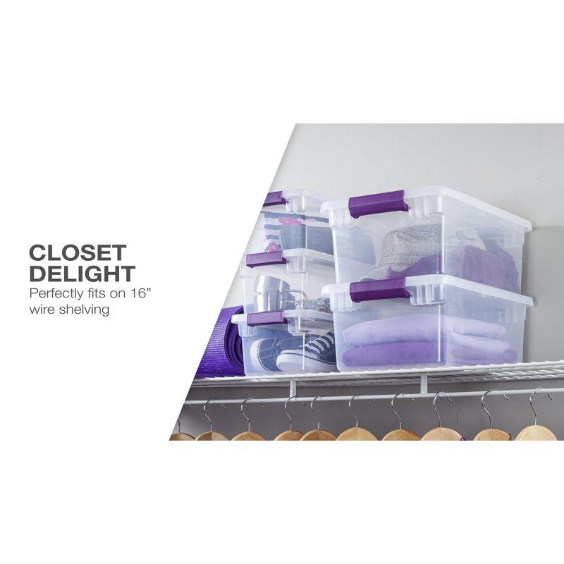 Sterilite 15qt Clear View Storage Bin with Latch Purple