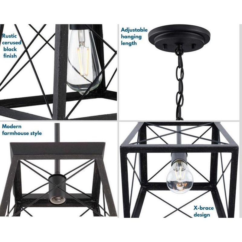 Progress Lighting Briarwood 1-Light Mini-Pendant, Steel, Graphite Finish, Faux-Painted Wood Enclosure