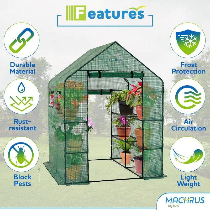 OGrow Machrus Ogrow Deluxe Walk-in 2 Tier 8 Shelf Portable Lawn And Garden Greenhouse - Heavy Duty Anchors Included! | Wayfair