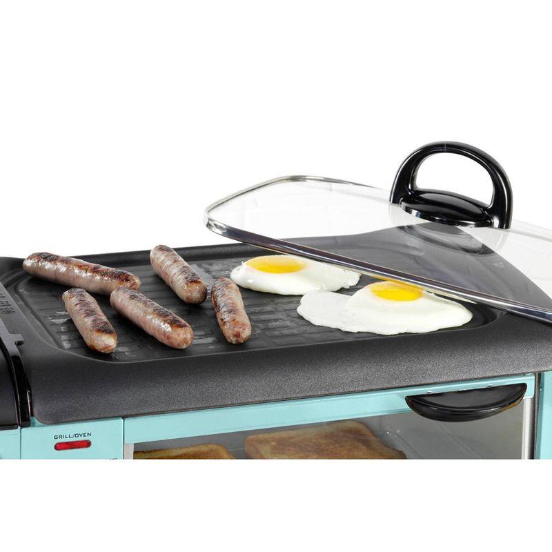 Nostalgia Electrics Retro 3-in-1 Family Size Griddle Aqua: Breakfast Station with Coffee Maker & Toaster, Ceramic Surface