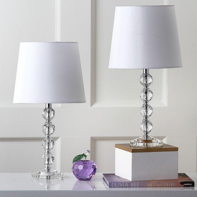 Nola 16" Clear Crystal Ball Table Lamp Set with White Shades