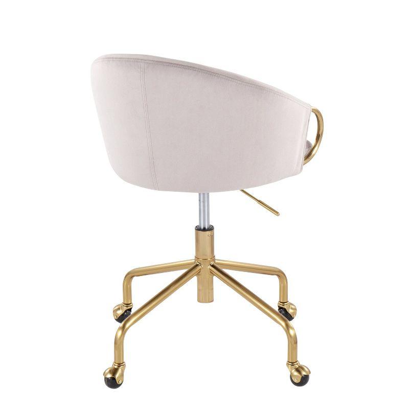 Claire Velvet/Metal/Plywood Task Chair Gold/Silver - LumiSource: Swivel Desk Chair with Casters, Adjustable Height