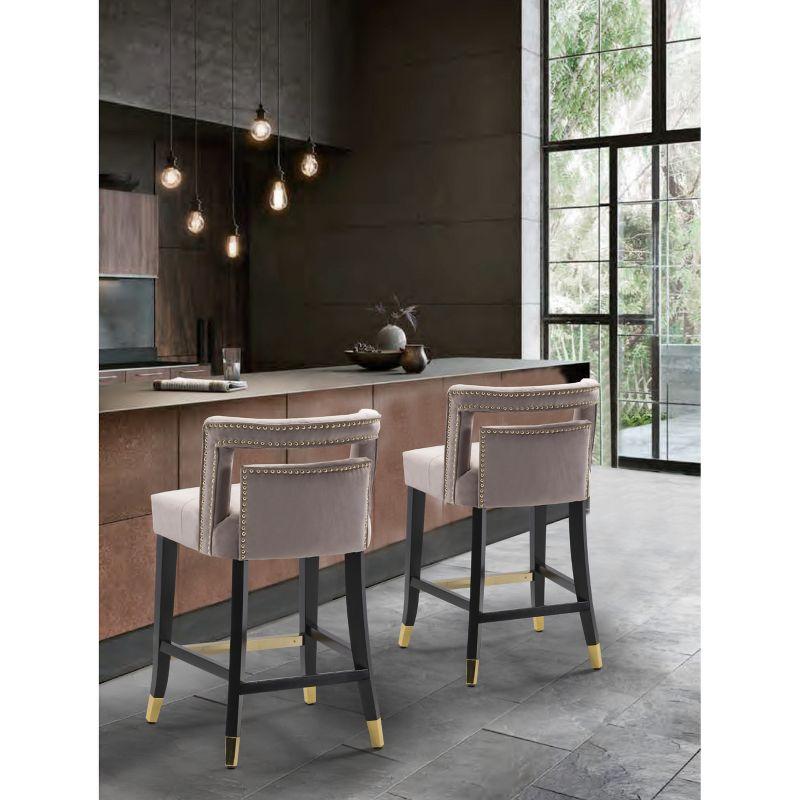 Iconic Home Velvet Half-Back Counter Stool, Irrithel
