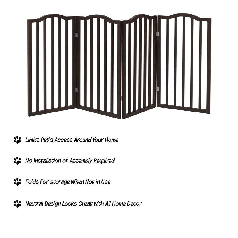 Espresso Brown Freestanding Metal Pet Gate for Doorways and Stairs