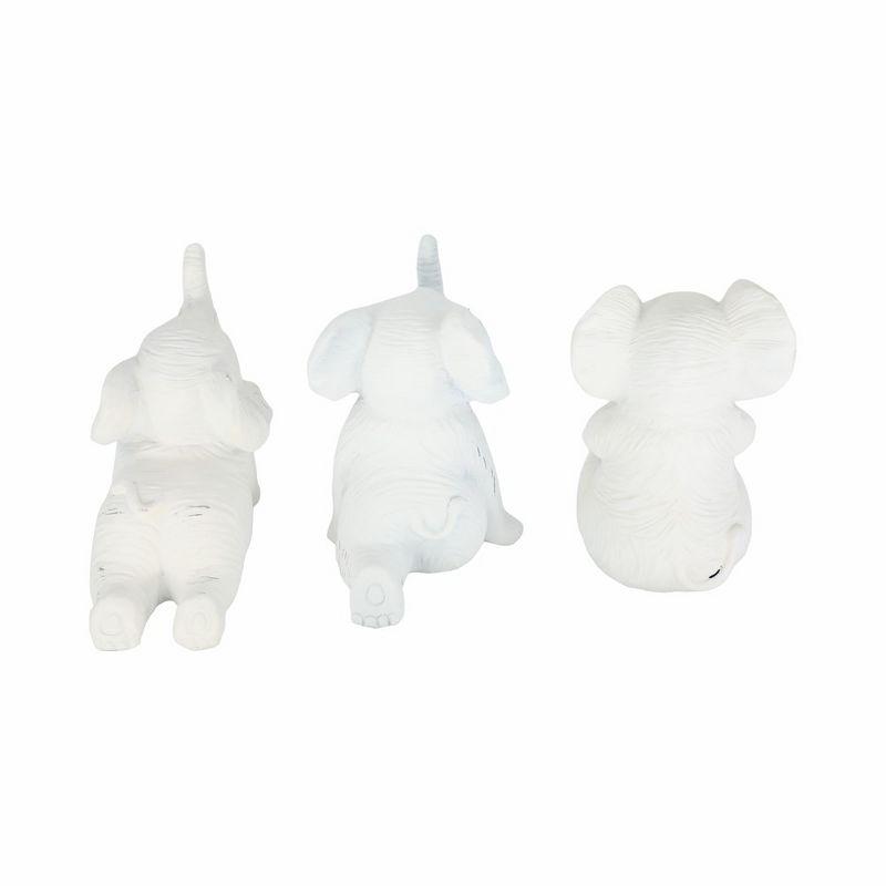 Sagebrook Home Set of 3 Yoga Elephant Figurines - Classic White Polyresin Sculpture of Yoga Posed Eleplants - Home, Office, Yoga Studio Decor -
