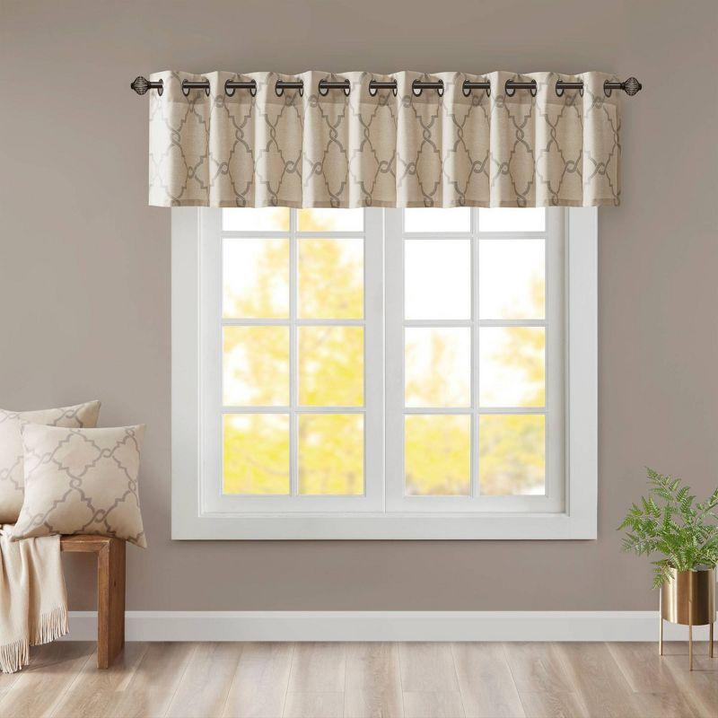 Saratoga Fretwork Print Grommet Top Window Valance