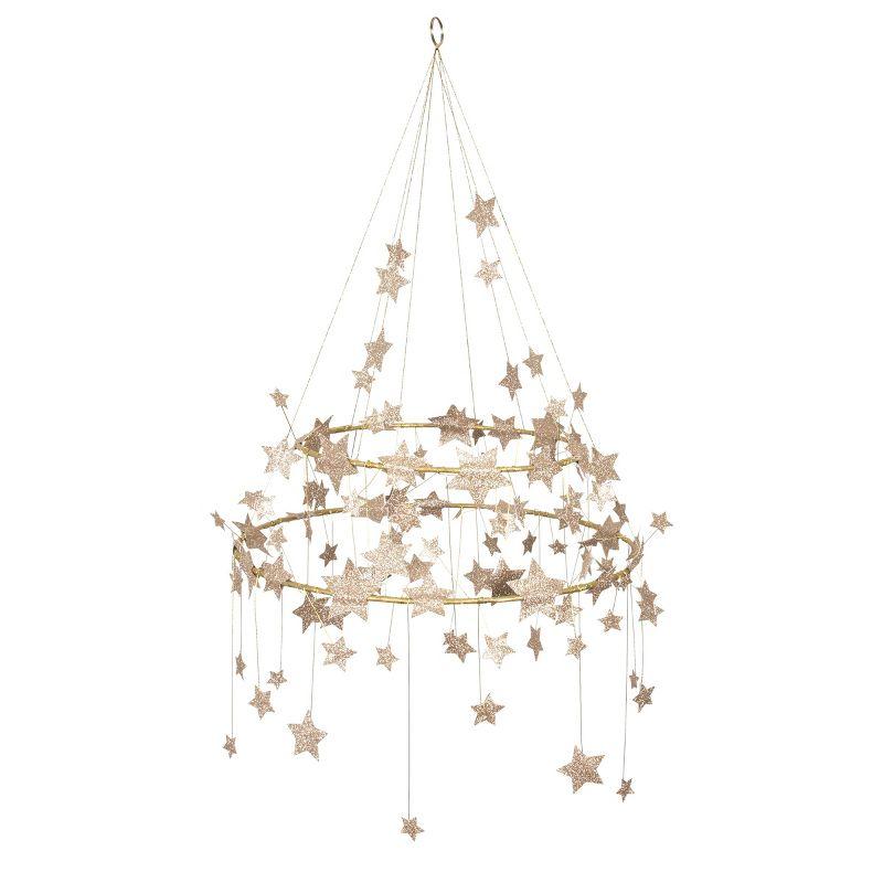 Gold Glitter Star Hanging Chandelier Decoration