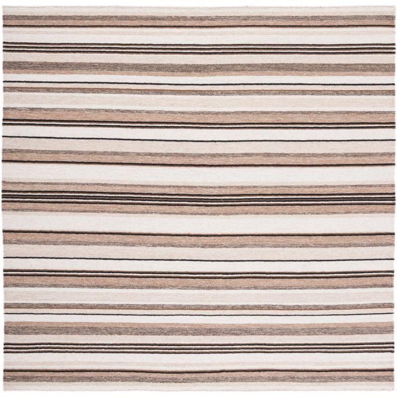 Striped Kilim STK601 Hand Loomed Indoor Area Rug - Natural/Ivory - 7'x7' - Safavieh