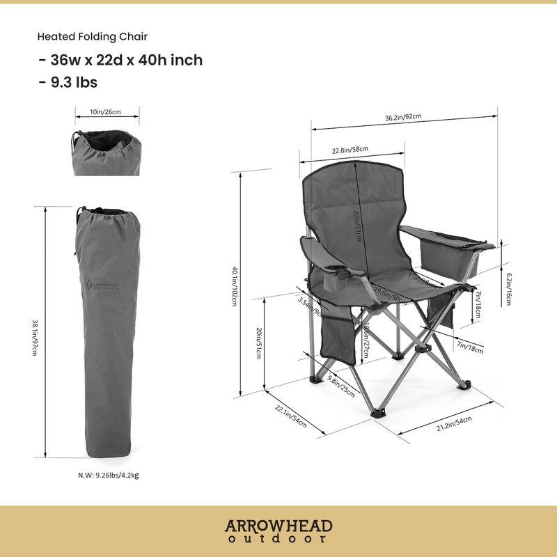 Gray Heated Folding Camping Chair with Cooler and Cup Holders