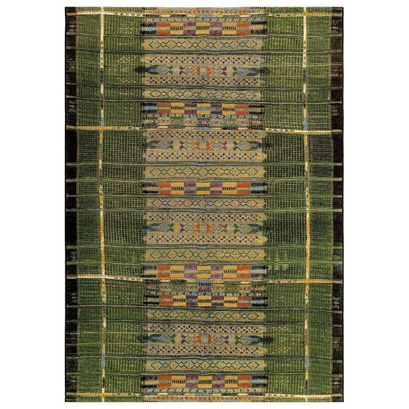 Tribal Stripe Green Flatwoven Synthetic 6' x 9' Indoor/Outdoor Rug