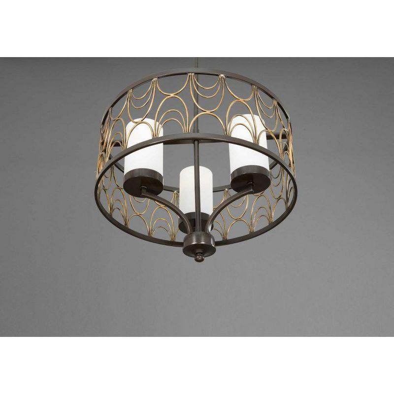 Progress Lighting Cirrine 3-Light Chandelier, Antique Bronze, Etched White Glass