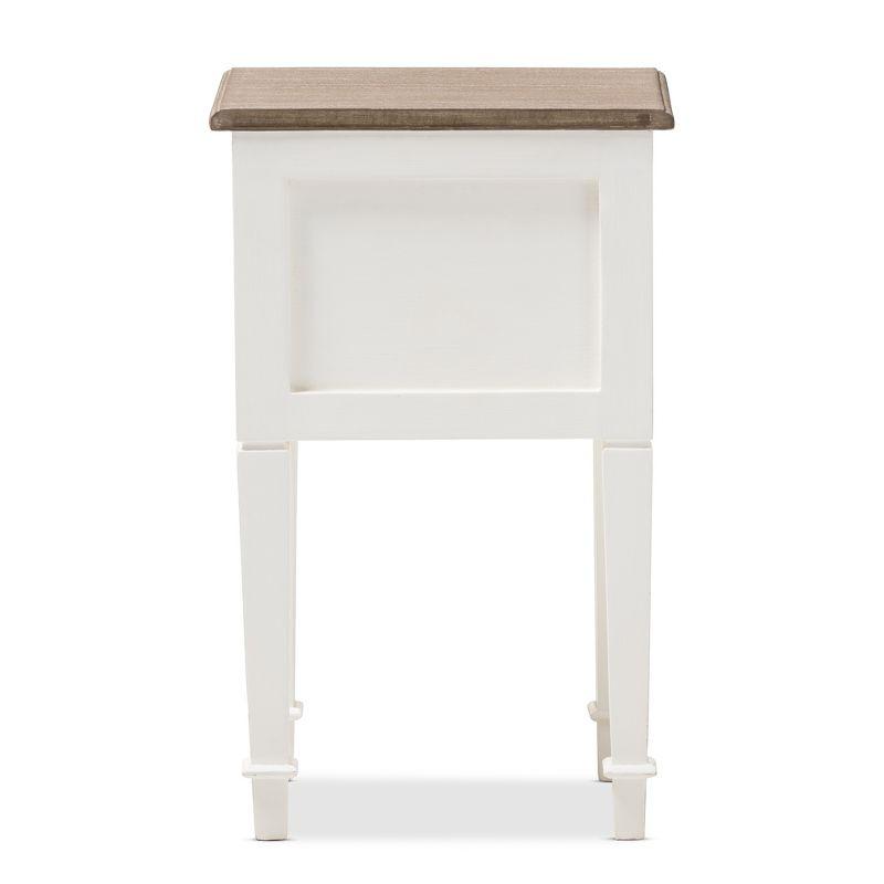 Dauphine Provincial Oak Nightstand with Storage Shelf - Baxton Studio: Mindi-Wood Top, Metal Handle