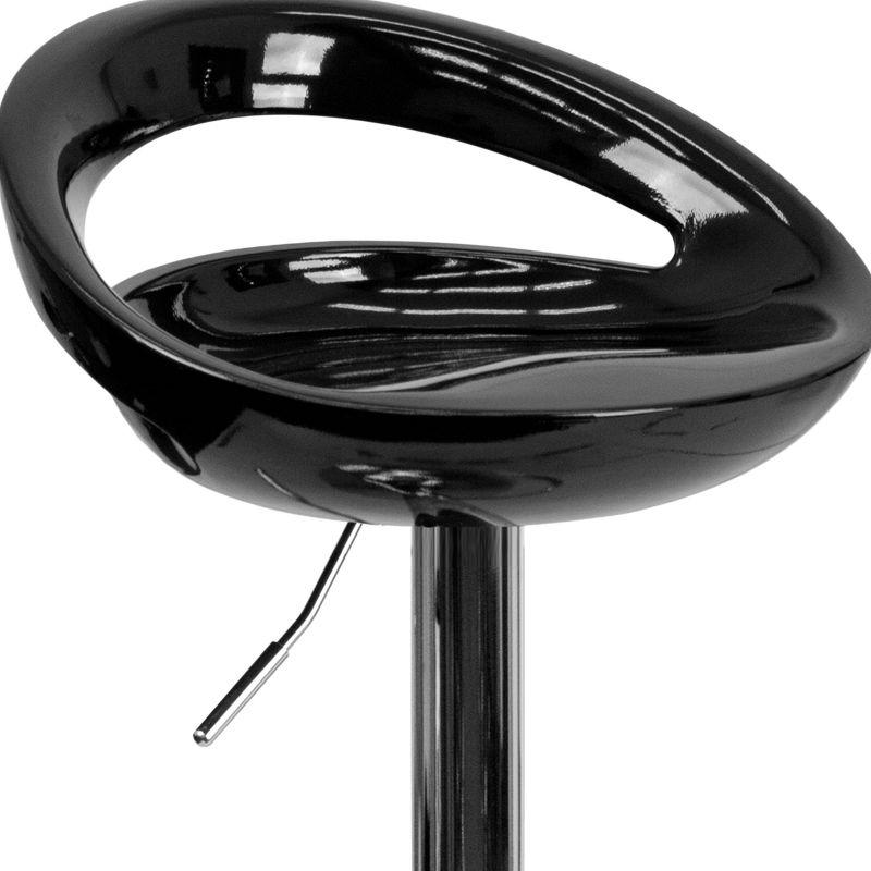 Flash Furniture Contemporary Black Plastic Adjustable Height Barstool with Rounded Cutout Back and Chrome Base