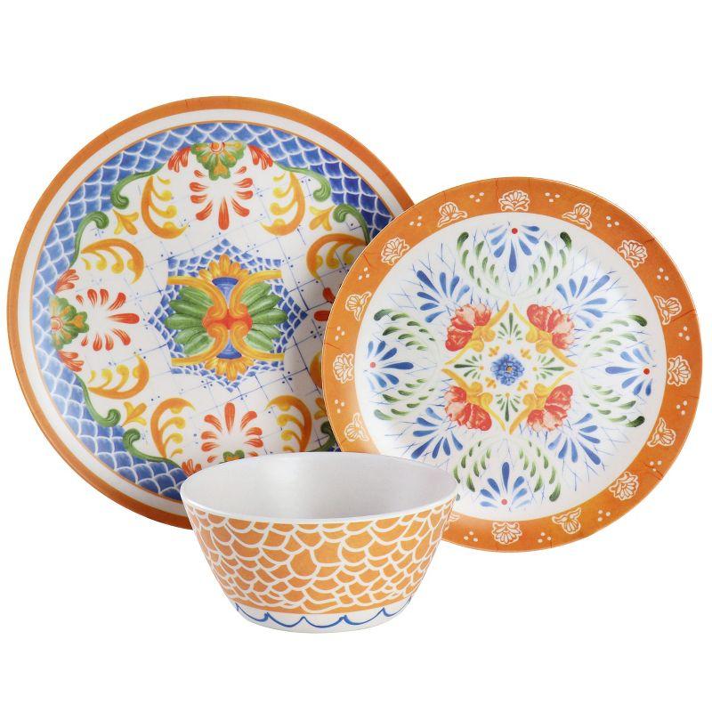 Gibson Laurie Gates California Designs Tierra 12 Piece Bamboo Fiber Dinnerware Set in Multi-Color