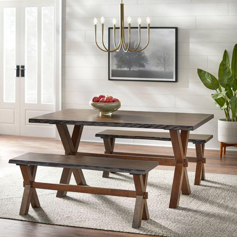 Mandeville Dining Table Brown - Buylateral: Farmhouse Style, Rubberwood, X-Bar Legs, Seats 4