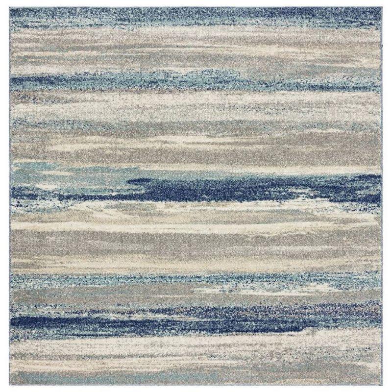 Abstract Blue Visions 5' x 7' Easy-Care Synthetic Area Rug